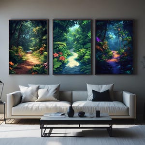 Tropical Rainforest Canvas Print Set: Lush Jungle Wall Art