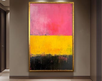 Mark Rothko Inspired Abstract Canvas Print | Pink Yellow Black Color Field Painting | Modern Expressionist Minimalist Wall Art Poster