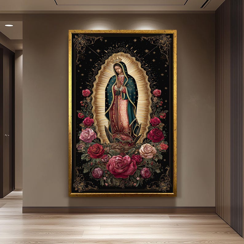 Our Lady of Guadalupe Canvas Print: Catholic Wall Art With Gold Light ...