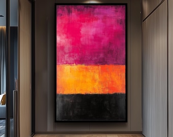 Mark Rothko Style Abstract Wall Art Print | Pink Orange and Black Color Field Canvas | Modern Minimalist Expressionist Home Poster Color Art
