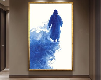 Surreal Jesus Walking on Water Canvas Print Abstract Christian Wall Art Spiritual Religious Decor for Faith Based Homes and Sacred Spaces