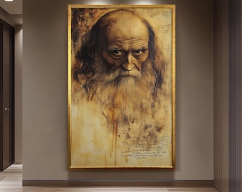 Da Vinci Style Portrait Art Print, Renaissance Inspired Wall Decor, Classical Italian Masterpiece Poster for Home, Office or Art Lovers