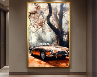Vintage Convertible Car Canvas Print, Luxury Automotive Wall Art