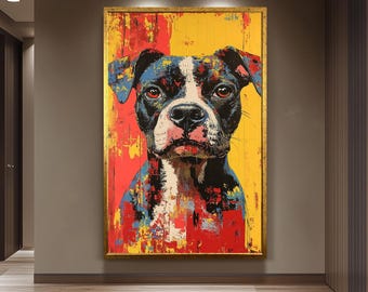 Colorful Boxer Dog Pop  Portrait Canvas Print – Vibrant Wall Decor for Living Room, Office or Pet Lover Gift Fun Artwork for Dog Enthusiasts