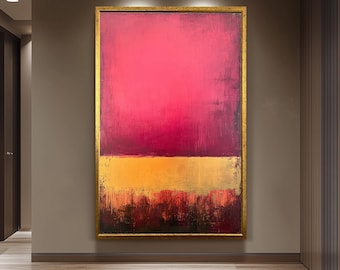Mark Rothko Inspired Abstract Painting Print | Red and Gold Color Field Wall Art | Modern Minimalist Canvas Poster for Home Decor Retro Art