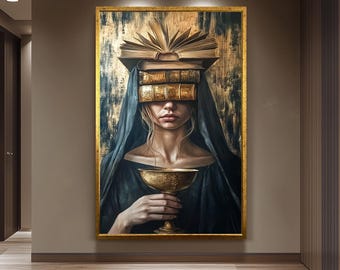 Surreal Woman Portrait Canvas Print, Dark Decor