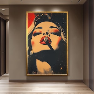 Glamorous Woman Pop Art Print: Retro Noir Female Portrait