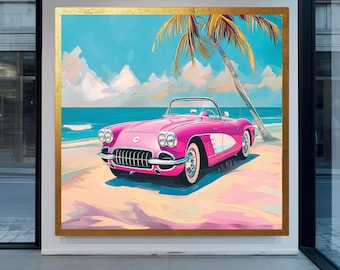 Retro Sunset Car Canvas Print: 80s Vibe Wall Art - Etsy