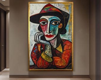 Cubist Woman Portrait – Picasso Style Abstract Wall Art Set, Colorful Geometric Feminine Prints for Modern, Artistic or Eclectic Home Decor