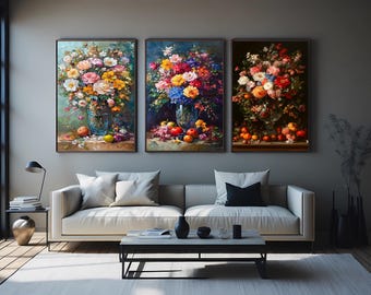 Floral Still Life Canvas Print  Modern Wall Art Colorful Botanical Decor Abstract Contemporary Artwork for Stylish and Trendy Home Interiors