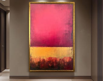 Rothko Inspired Red and Gold Abstract Canvas Print, Modern Color Field Wall Art for Living Room or Bedroom, Mid Century Minimalist Decor