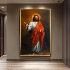 Vintage Jesus Christ Canvas Painting  Classic Religious Wall Art for Christian Home, Church Decor, or Faith-Inspired Spiritual Gift Idea