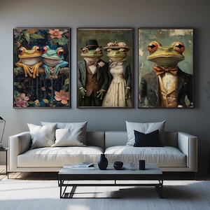 Victorian Frog Print Set: Dapper Animal Wall Art