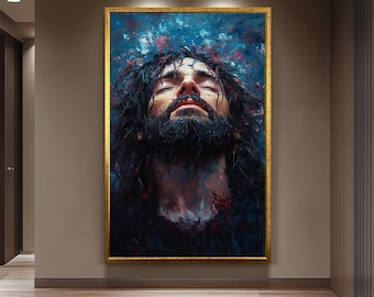 Jesus Christ Abstract Painting, Passion of Christ Artwork, Hand Painted Religious Canvas, Christian Faith Wall Art, Spiritual Savior Art