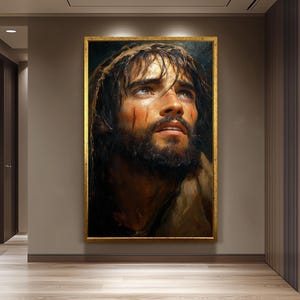 Jesus Christ Passion Painting, Emotional Religious Artwork, Hand Painted Savior Portrait, Christian Wall Art, Faith and Hope Decor