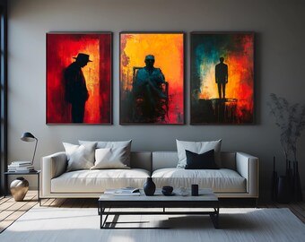 Abstract Silhouette Canvas Print Set of 3, Red and Beige Modern Wall Art, Minimalist Female Figure Decor for Bedroom, Living Room or Office