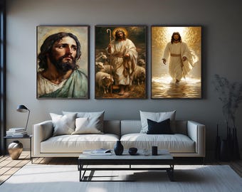 Jesus Christ Canvas Print  Good Shepherd Christian Wall Art Spiritual Religious Decor Faith Based Artwork for Modern Home and Sacred Spaces