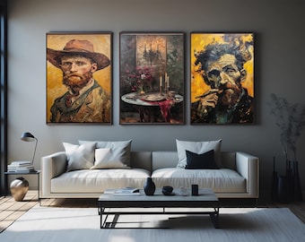 Van Gogh Art Prints Set: Starry Night, Portraits, Expressionist Wall Decor