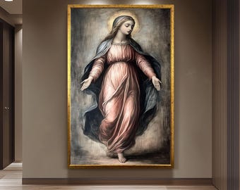 Virgin Mary Canvas Art Print, Renaissance Catholic Decor