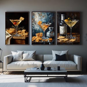 Cocktail Still Life Canvas Art Set: Chic Bar Kitchen Decor