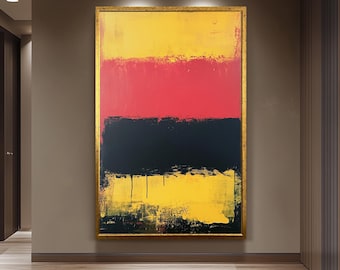 Mark Rothko Inspired Abstract Painting Print | Bold Yellow Red Black Color Field Art | Modern Minimal Wall Art Canvas for Home Decor Oil Art