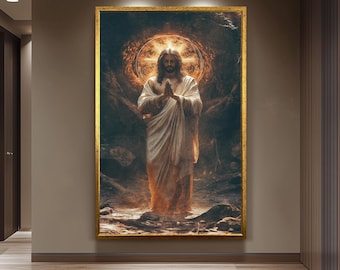 Jesus Christ Praying Painting, Divine Religious Wall Art, Hand Painted Christian Canvas, Sacred Spiritual Artwork, Jesus Wall Art