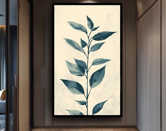 Minimalist Botanical Wall Art , Hand Drawn Plant Illustration, Vintage Nature Leaf Poster, Aesthetic Boho Greenery Wall Decor Floral Artwork