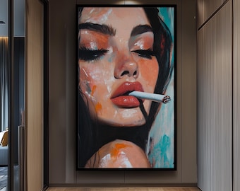 Pop Art Woman Portrait Oil Style Canvas Print Retro Comic Wall Art Bold Colorful Feminine Decor for Modern Trendy Home Interiors Woman Print
