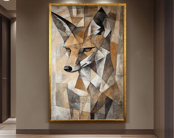 Fox Wall Art Print Abstract Picasso Style Animal Painting Geometric Wildlife Artwork Modern Rustic Home Decor Woodland Fox Poster Fox Print