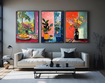 Botanical Wall Art Print Tropical Canvas Decor Colorful Modern Artwork Exotic Nature Inspired Design for Stylish Contemporary Home Interiors