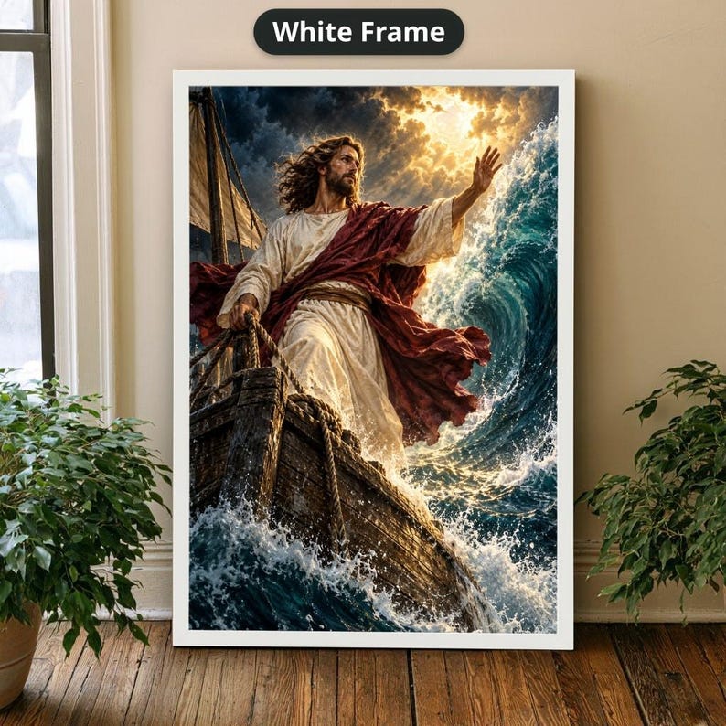 Jesus Acalmando a Tempestade - Tela, Cena Bíblica do Mar, Realismo ...