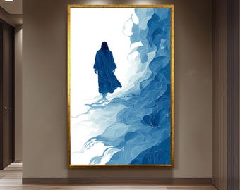 Surreal Jesus Art Print Abstract Christian Wall Decor Spiritual Religious Artwork Unique Faith Inspired Canvas for Modern Sacred Spaces