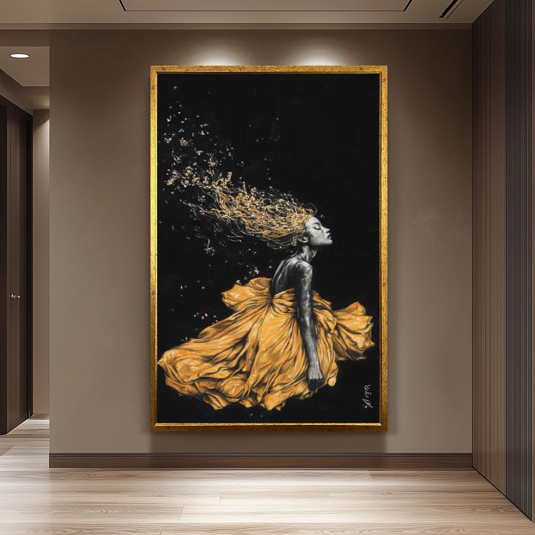 Golden Woman Canvas Print – Black and Gold Abstract Art - Etsy