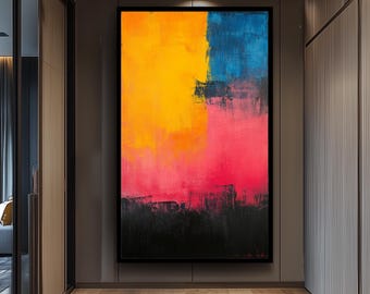 Mark Rothko Inspired Abstract Wall Art Print | Yellow Blue Red Color Field Painting | Modern Expressionist Canvas Poster for Home Decor