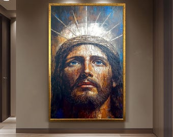 Crown of Thorns Jesus Canvas Painting – Powerful Religious Christian Wall Art for Prayer Room, Spiritual Home Decor or Faithful Gift Idea