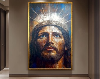 Crown of Thorns Jesus Canvas Painting  Powerful Religious Christian Wall Art for Prayer Room, Spiritual Home Decor or Faithful Gift Idea