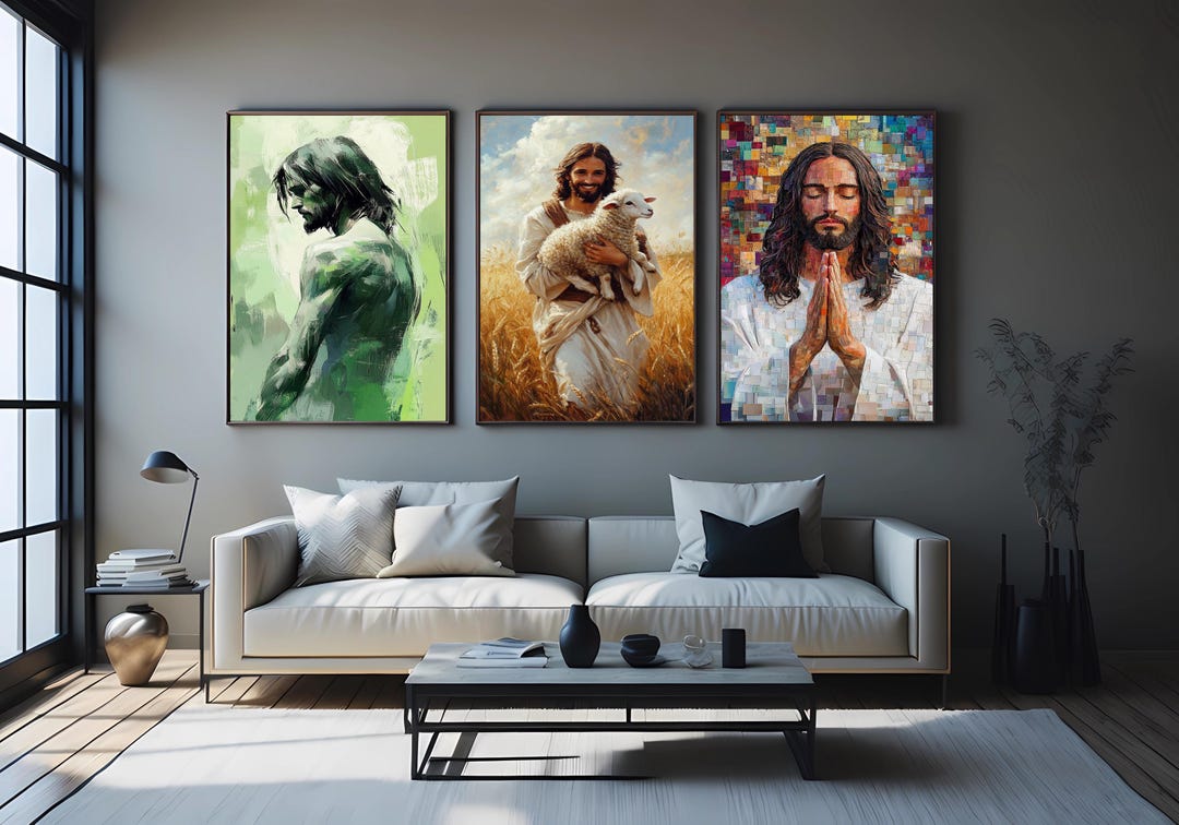 3 Piece Jesus Christ Wall Art – Christian Religious Paintings of Faith ...