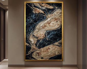 Luxury Black And Gold Abstract Marble Canvas Wall Art With Elegant Earthy Texture For Sophisticated Modern Home Interiors Colorful Wall Art