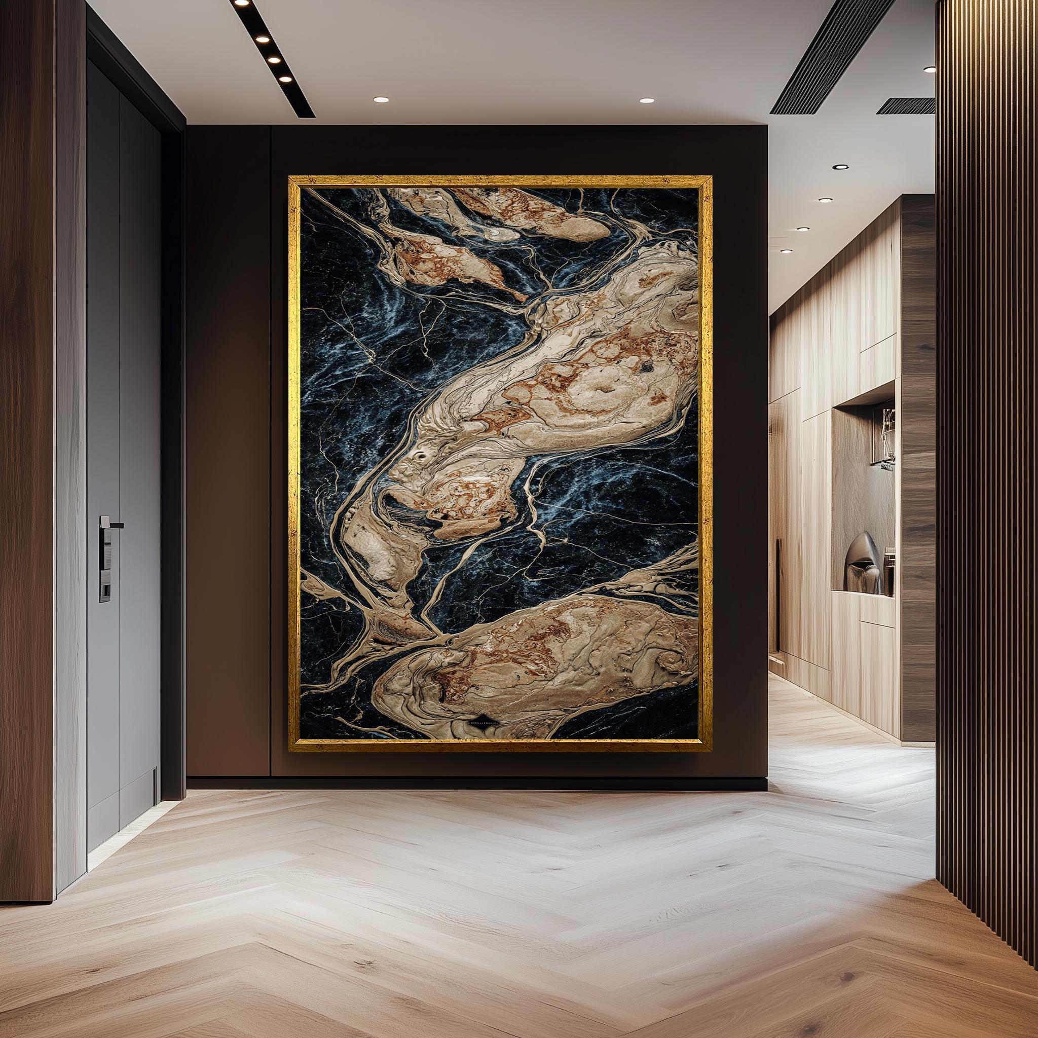 Luxury Black and Gold Abstract Marble Canvas Wall Art With Elegant ...