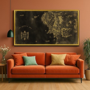 Mapa da Terra Média em Tela Decorativa para Parede