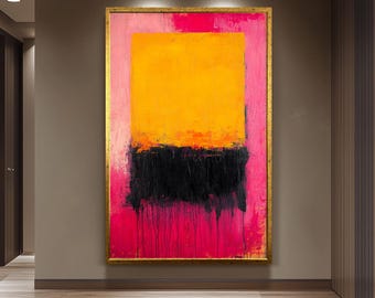 Mark Rothko Inspired Abstract Art Print | Yellow Pink Black Color Field Canvas Poster | Bold Modern Expressionist Wall Decor for Home