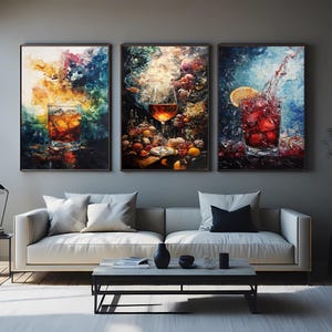 Cocktail Canvas Print Set: Modern Abstract Bar Wall Art