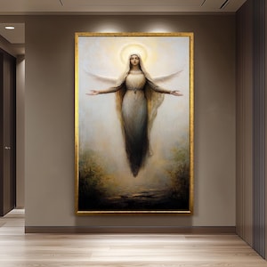 Mother Mary Canvas Print: Angelic Halo, Christian Home Decor