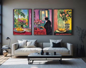Vibrant Still Life Print Set Tropical Canvas Wall Art Colorful Modern Decor Exotic Botanical Artwork for Contemporary Stylish Home Interiors