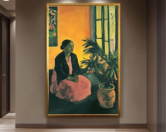 Matisse Style Woman Portrait Canvas Wall Art  – Colorful Abstract Decor for Living Room, Bedroom or Office Unique Gift for Modern Art Lovers