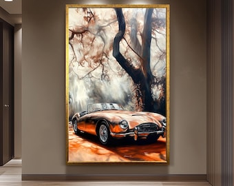 Classic Car Wall Art, Vintage Convertible Painting, Luxury Automotive Canvas Print, Retro Car Artwork, Elegant Auto Decor, Vintage Car Art