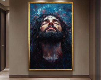 Jesus Christ Abstract Painting, Passion of Christ Artwork, Hand Painted Religious Canvas, Christian Faith Wall Art, Spiritual Savior Art
