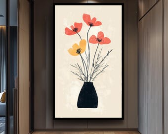 Matisse Inspired Floral Art Abstract Botanical Wall Art Colorful Modern Decor Vibrant Contemporary Artwork for Midcentury Inspired Interiors