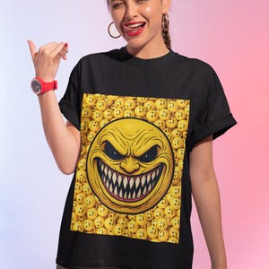 Grinning happy face emoji Sun Graphic Tee shirt | Unisex Heavy Cotton T-Shirt, Funny Gift, Casual Wear, Summer Style, Festival Fashion