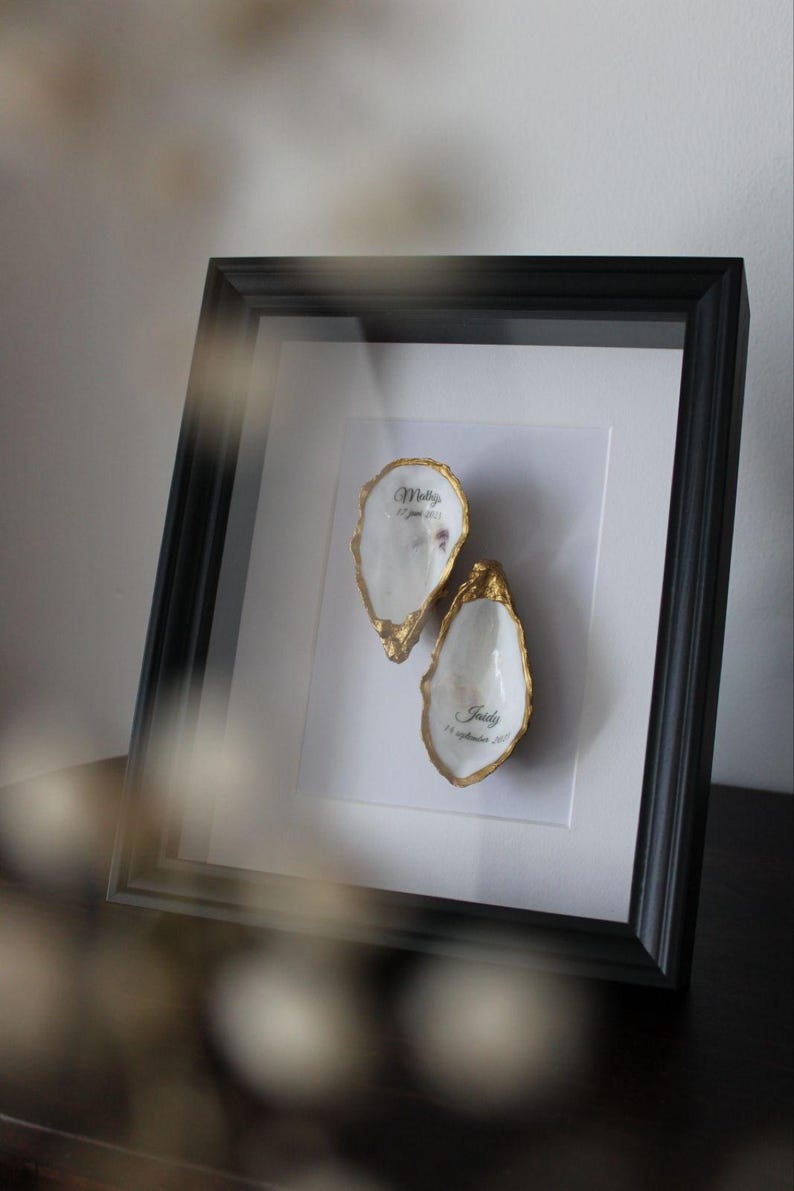 Personalizado Austernschale im Rahmen | Hochzeitsgeschenk für Brautpaar | Geschenk zur Hochzeit | Decoración Marítima imagen 8